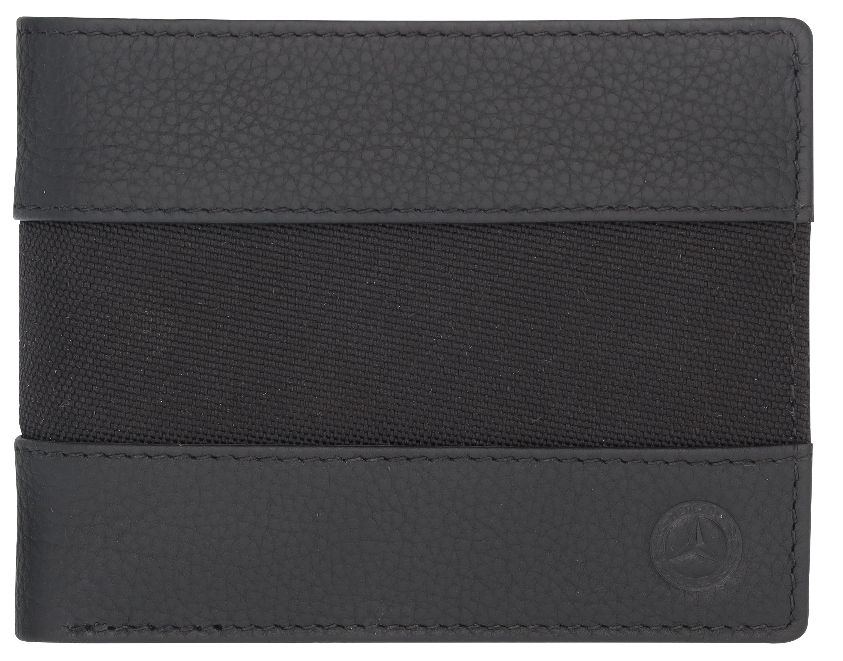 Geldbörse Herren, Classic - schwarz, Leder / Polyamid (recycelt)