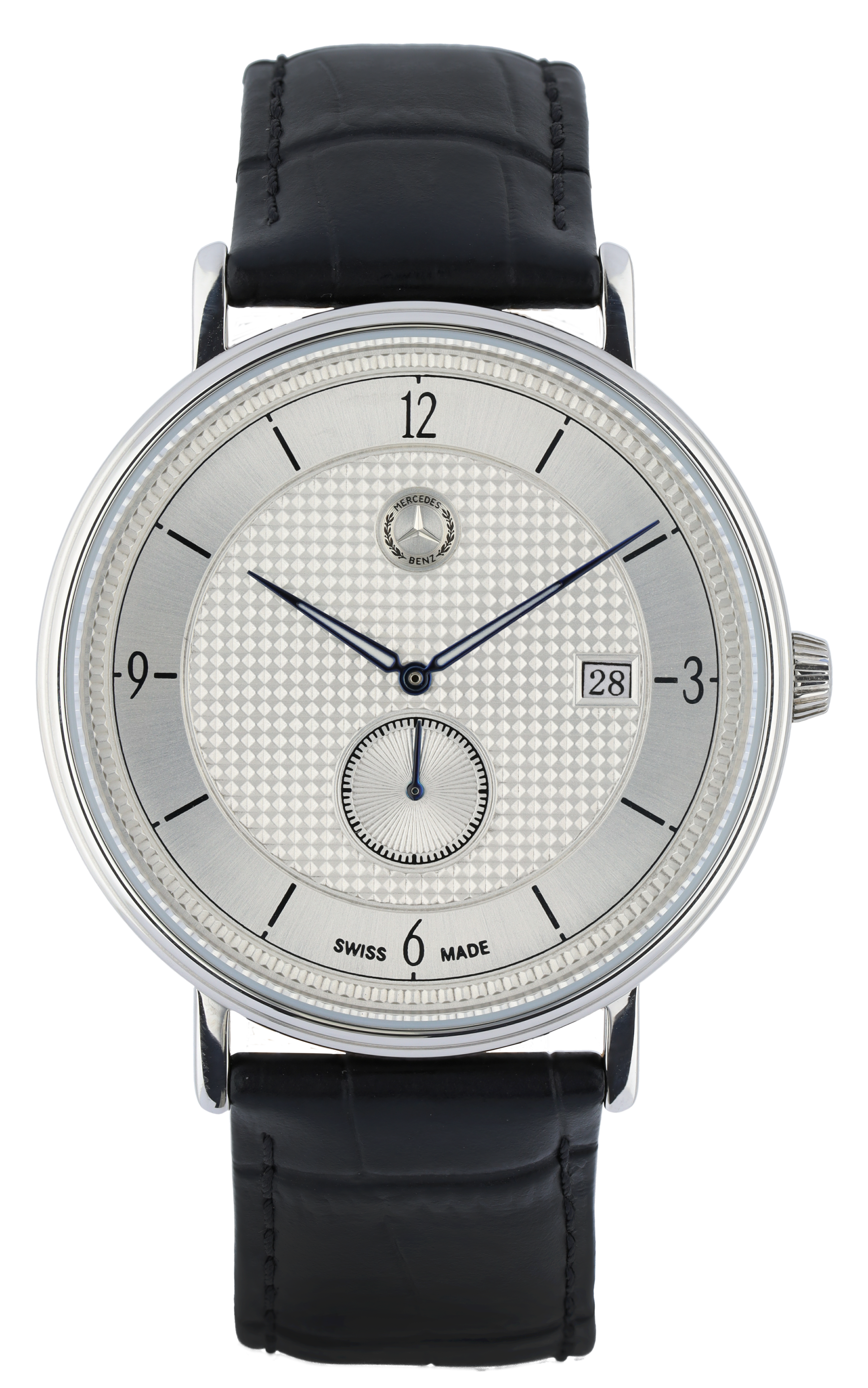 Męski zegarek na rękę, Classic, mały sekundnik - czerń, stal nierdzewna / skóra cielęca