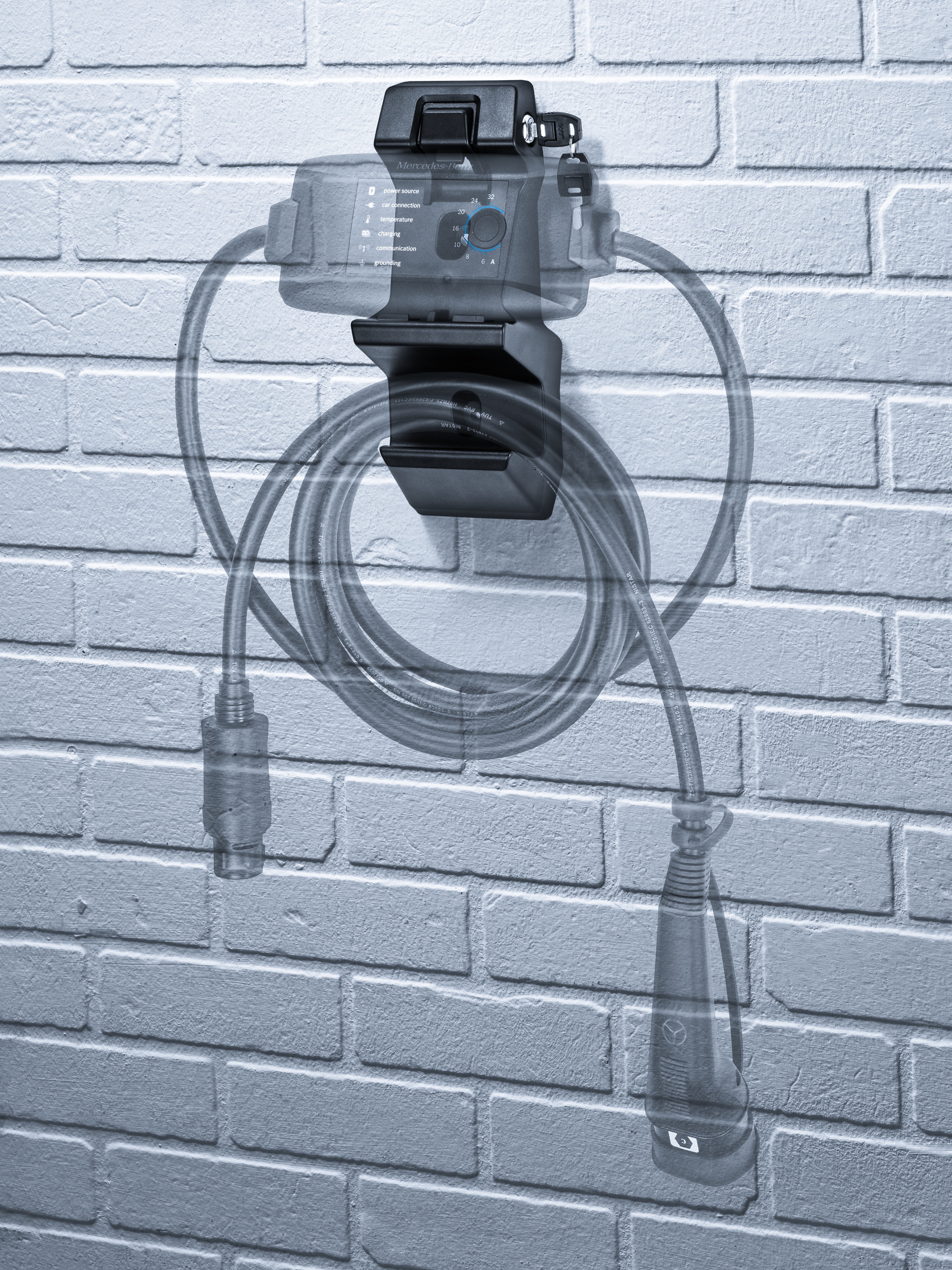 Elastyczny system ładowania Pro, Uchwyt ścienny - tworzywo sztuczne, czerń, kierownica z lewej/prawej strony