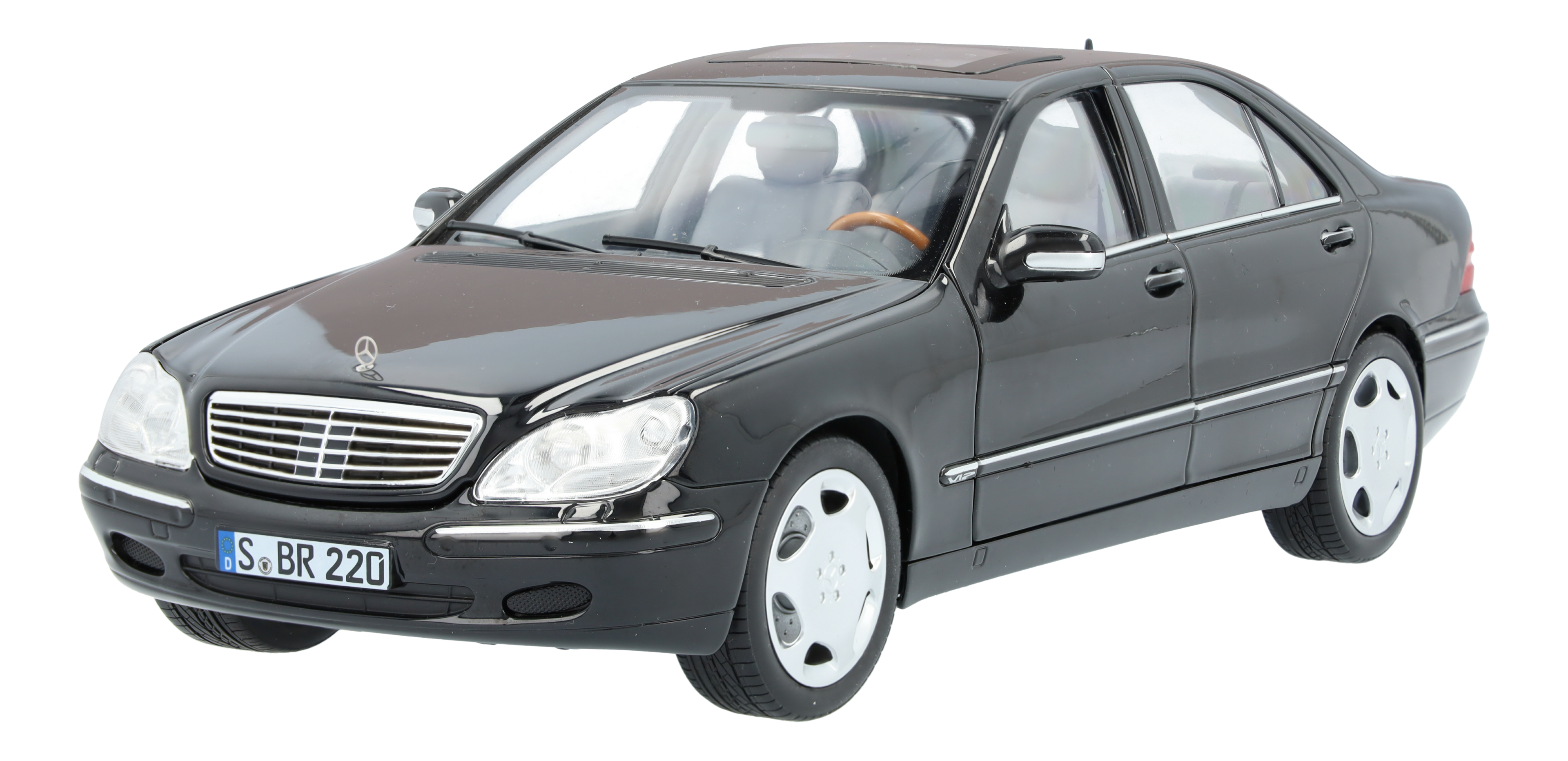 S 600 Limousine Langversion V220 (2000-2005) - obsidianschwarz, Norev, 1:18