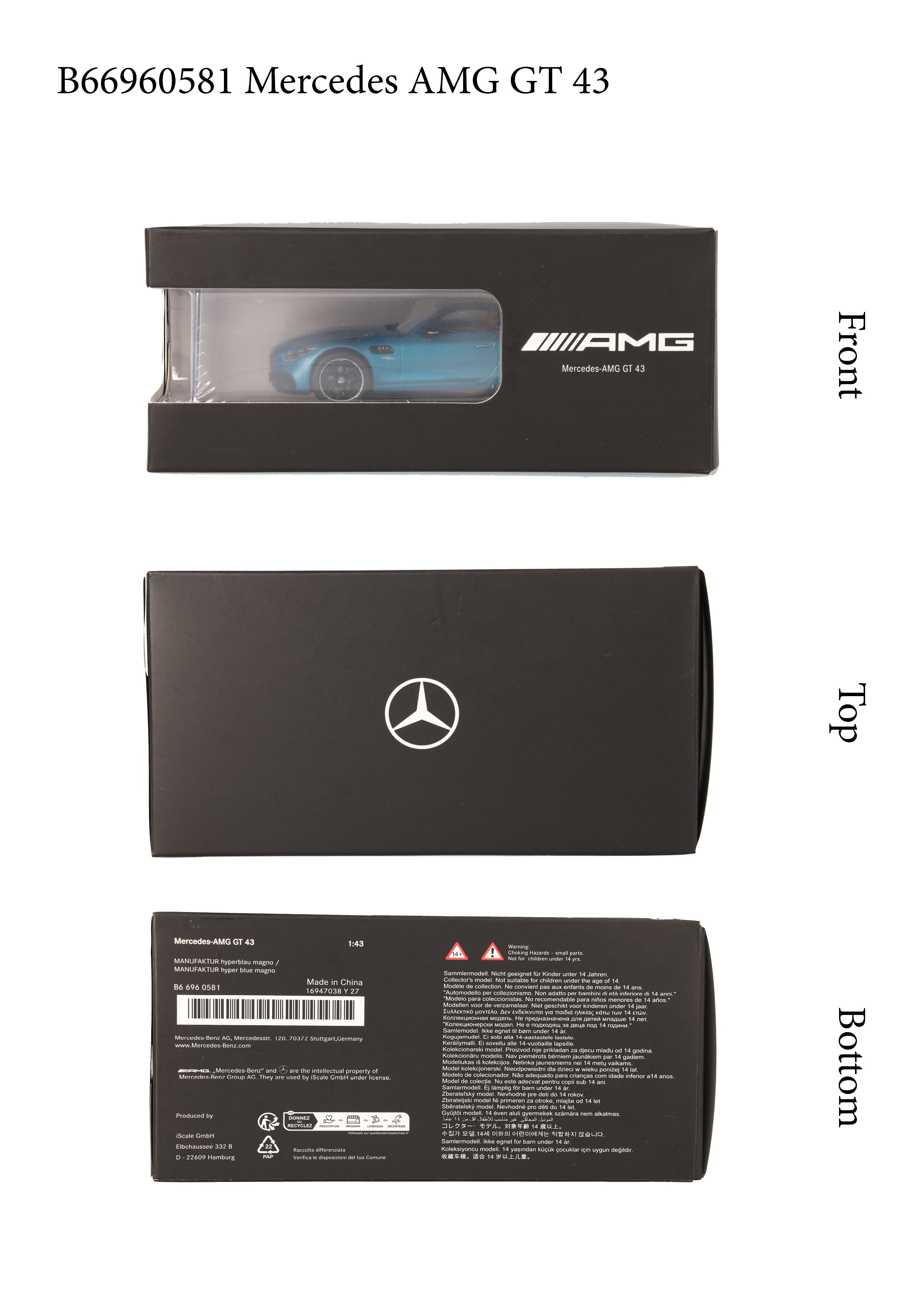 Mercedes-AMG GT 43, C192 - niebieski jaskrawy, iScale, 1:43