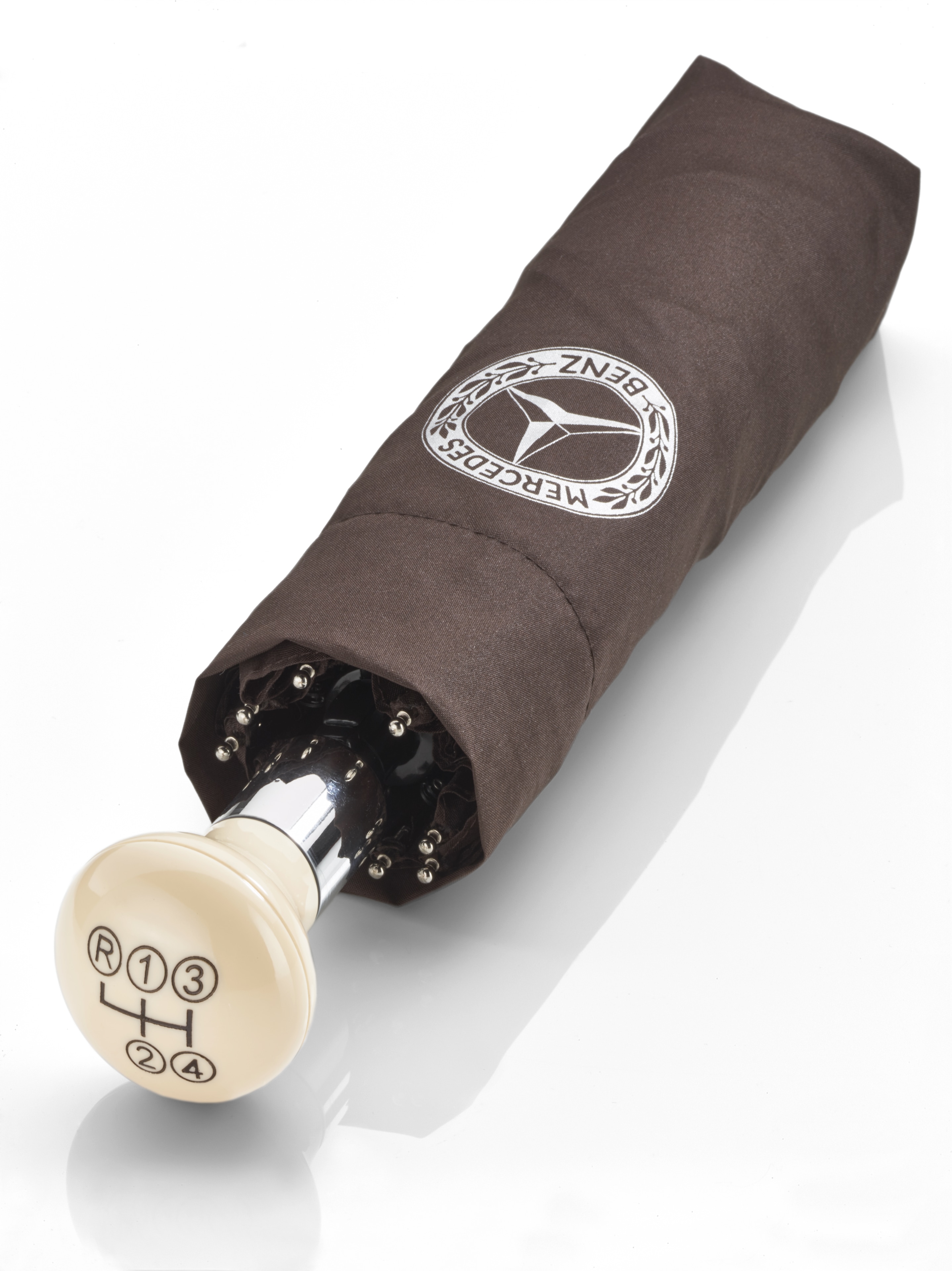 Taschenschirm, 300 SL, Schaltknauf - braun / cremebeige, Polyester / Stahl