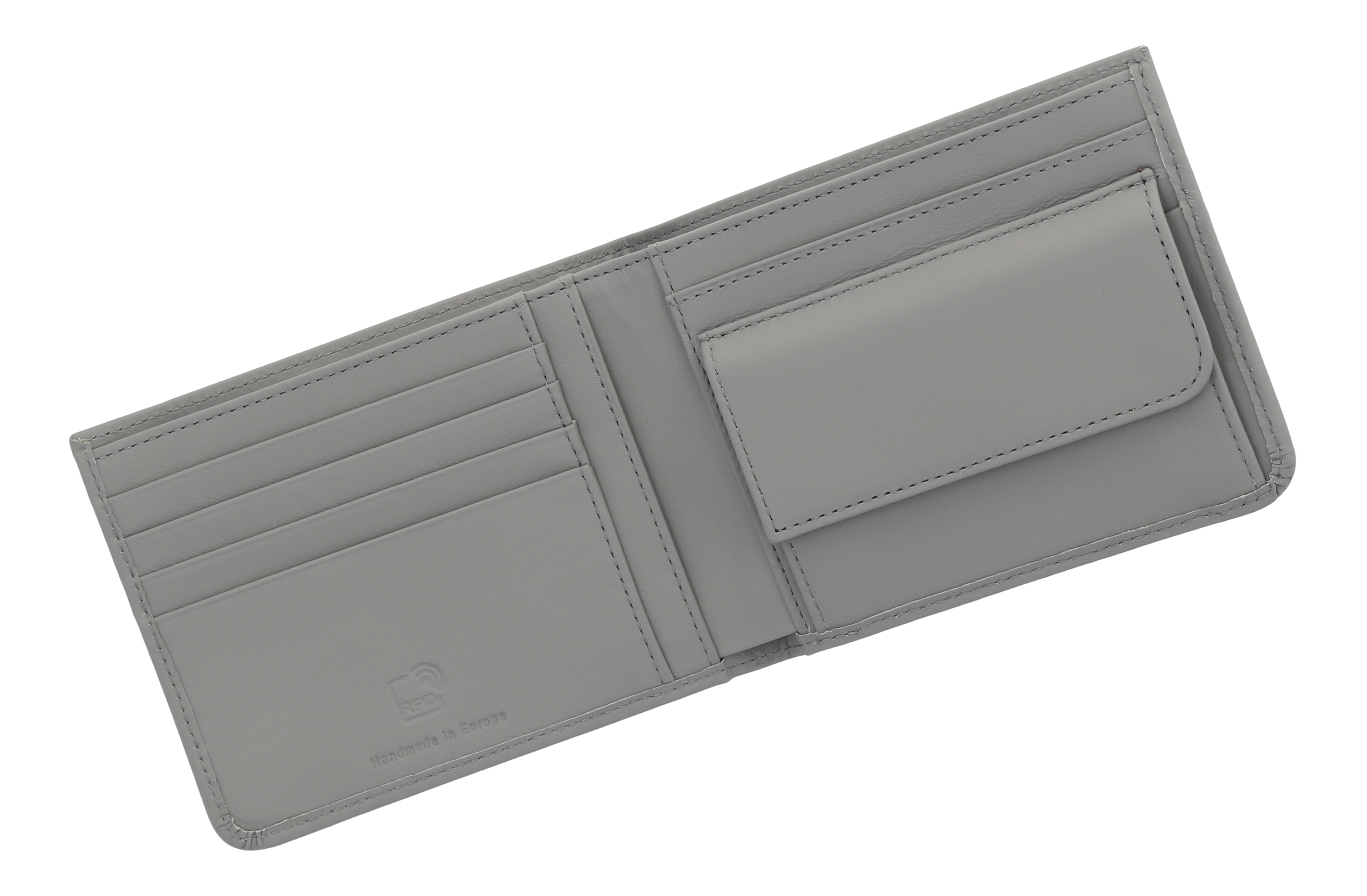 Geldbörse, Fahrzeugleder - silbergrau, Rindleder