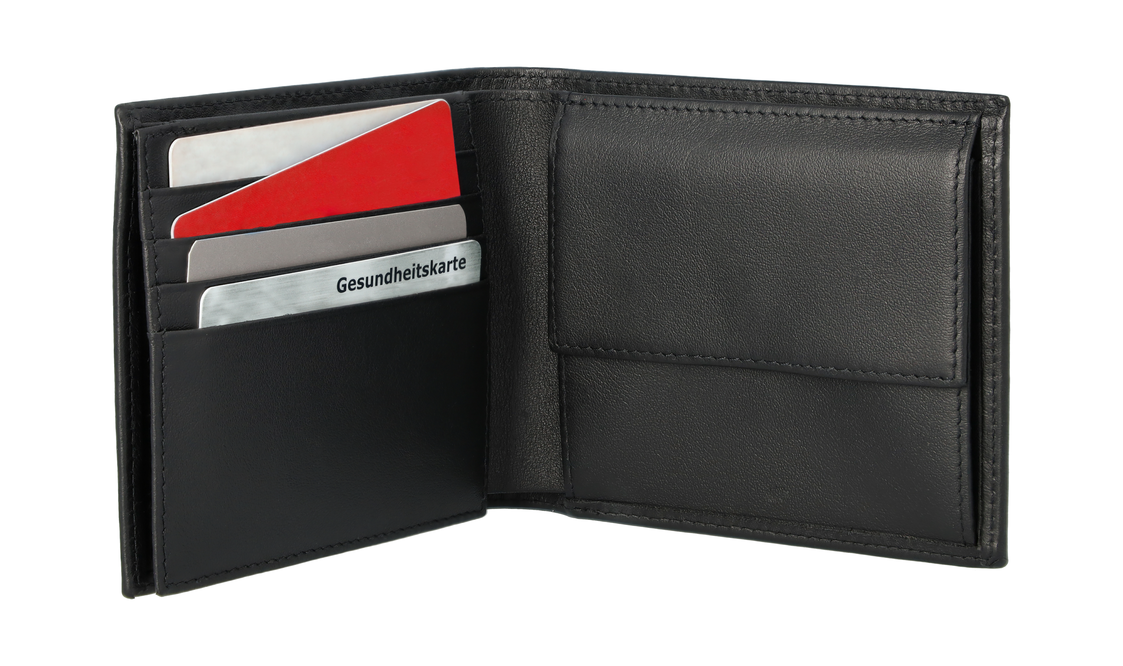 AMG Geldbörse - schwarz, Rindleder / Nylon