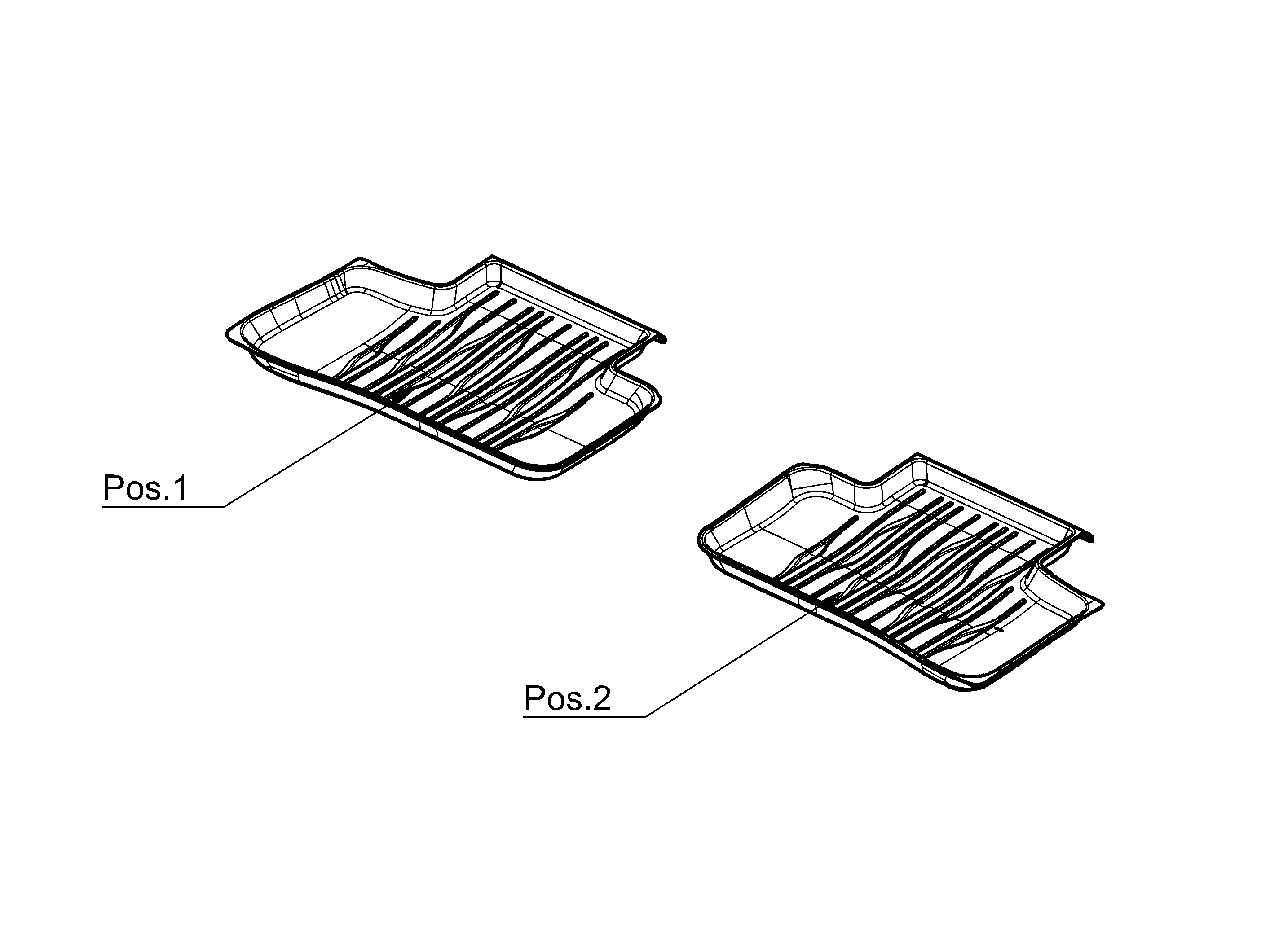 Allwettermatten, Dynamic Lines, Fond, 2-teilig - LL/RL, schwarz